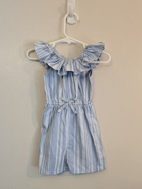 Nannette Blue and White Striped Ruffle Romper